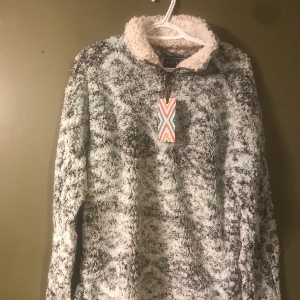 True Grit Aqua Tribal Frosty Tipped 1/4 Zip
